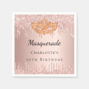 Masquerade Rose Gold Tropfen Geburtstagsparty Serviette