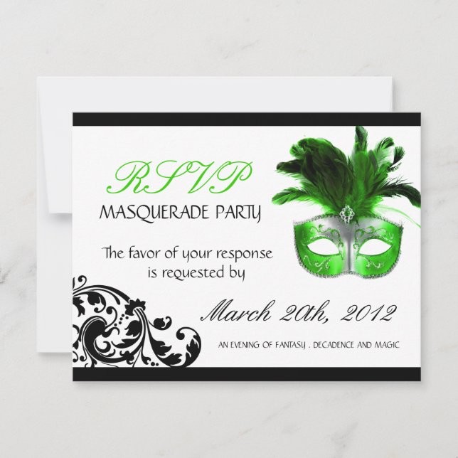 Masquerade RSVP-Karten RSVP Karte (Vorderseite)