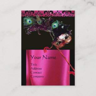 MASQUERADE SCHWARZ ROSA FUCHSIA SEIDEN DAMAST TUCH VISITENKARTE