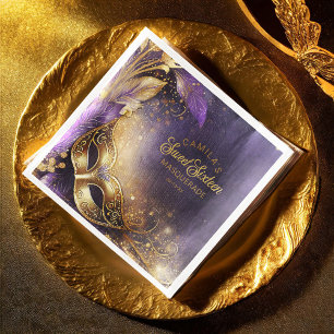 Masquerade Sweet 16 Lila Gold ID1032 Serviette