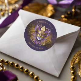 Masquerade Sweet 16 Lila Gold V2 ID1032 Runder Aufkleber