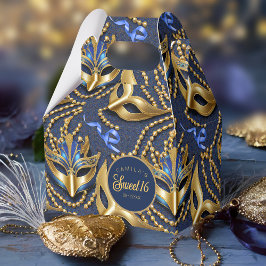 Masquerade Sweet 16 Muster Blue Gold ID1032 Geschenkschachtel