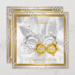 Masquerade Sweet 16 Party Maske Silver Gold 2 Einladung