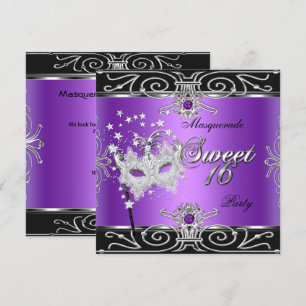 Masquerade Sweet 16 Sechzehn Geburtstag Lila Schwa Einladung