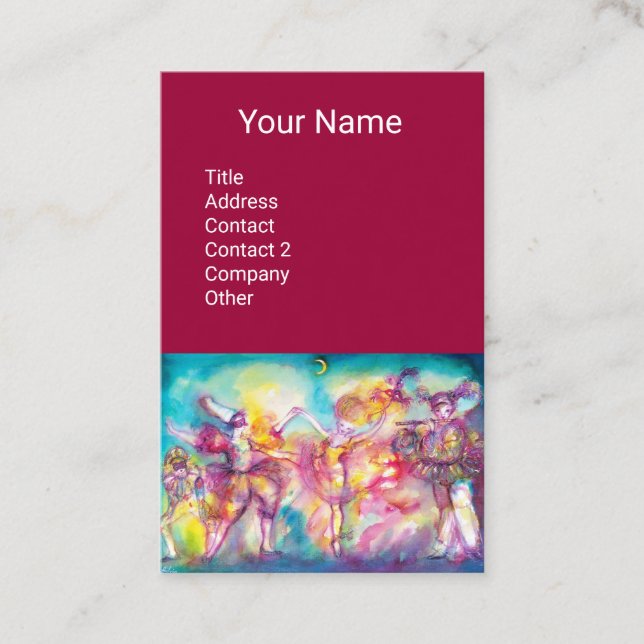 MASQUERADE Tanzmusik, Theaterkünstler, Lila Visitenkarte (Vorderseite)