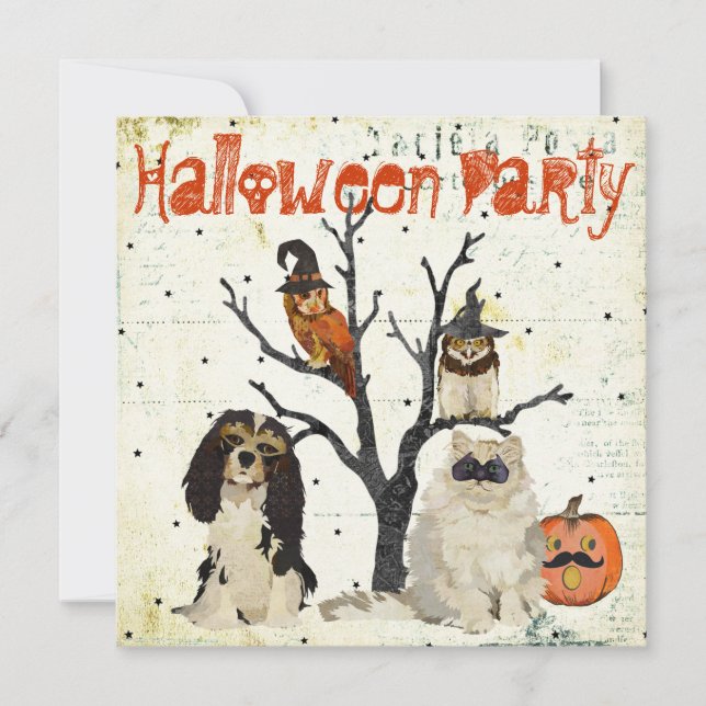 Masquerade Tiere Halloween Einladung (Vorderseite)
