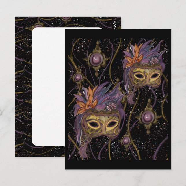 MASQUERADE VENICE ART POSTKARTE (Vorne/Hinten)