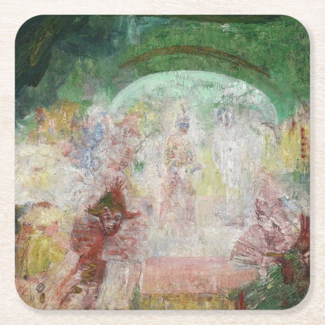 Masquerade von James Ensor (1889) Rechteckiger Pappuntersetzer (Vorderseite)