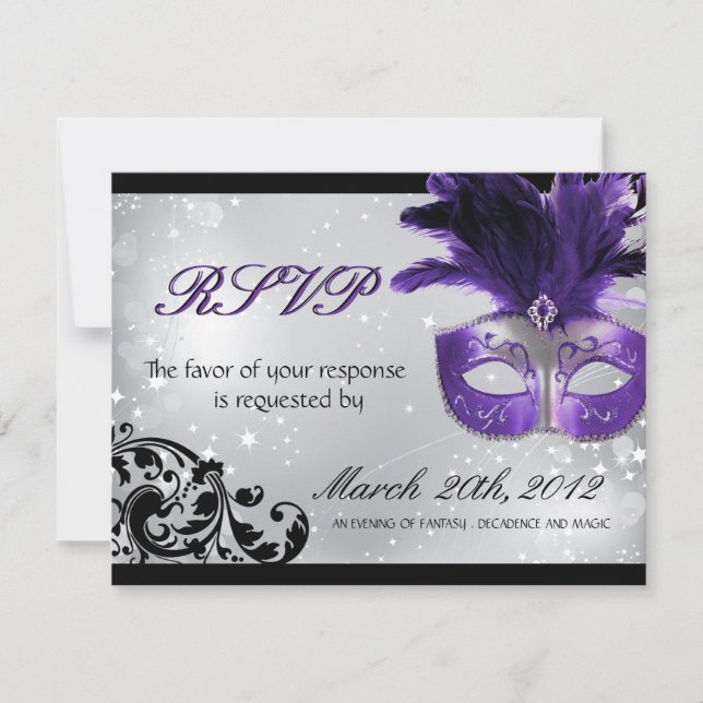 Masquerade Wedding RSVP Cards (Vorderseite)