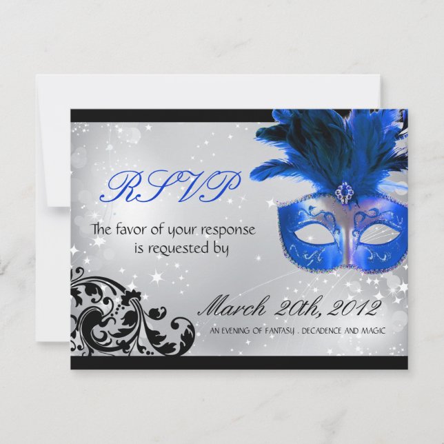 Masquerade Wedding RSVP Cards Karte (Vorderseite)