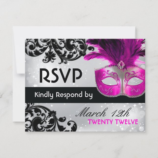 Masquerade Wedding RSVP Cards Karte (Vorderseite)