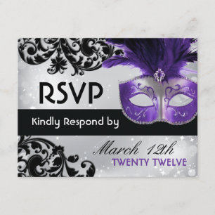 Masquerade Wedding RSVP Cards Karte