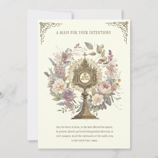 Mass Bieten floralen göttlichen Lob Eucharist Karte (Vorderseite)