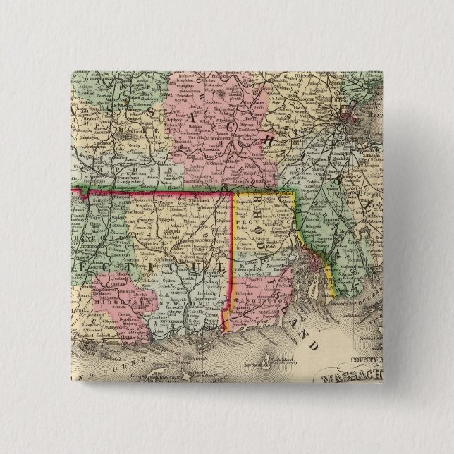 Mass, Conn, RI Map von Mitchell Button (Vorderseite)