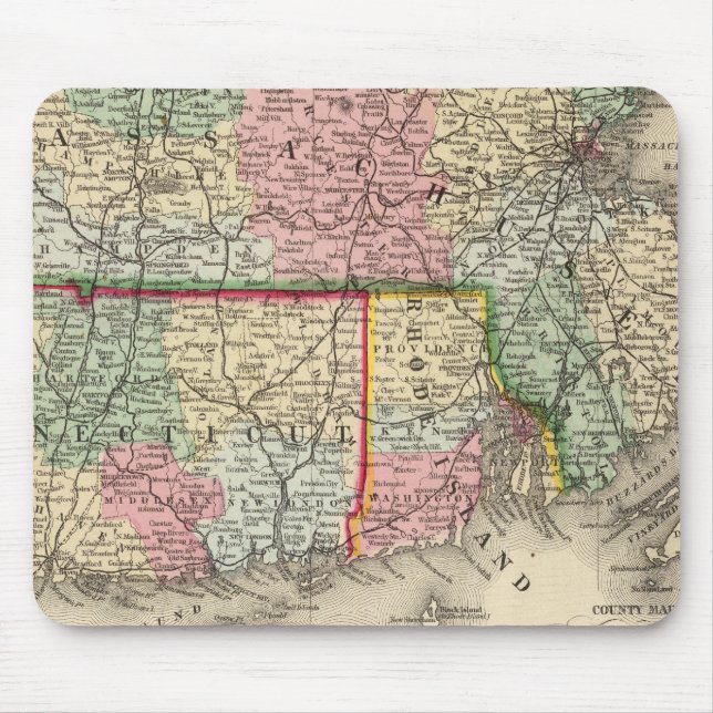 Mass, Conn, RI Map von Mitchell Mousepad (Vorne)