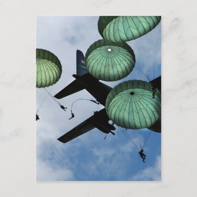 Mass Jump Mission, Parachutes, U.S. Postkarte (Vorderseite)