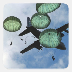 Mass Jump Mission, Parachutes, U.S. Quadratischer Aufkleber