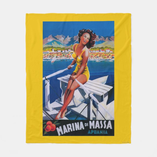 Massa Jachthafen-Reise-Plakat Fleecedecke (Vorderseite)