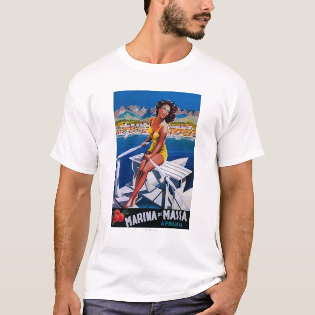 Massa Jachthafen-Reise-Plakat T-Shirt (Vorderseite)