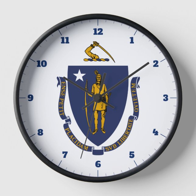MASSACHUSETTEN STAAT FLAG UHR (Vorderseite)