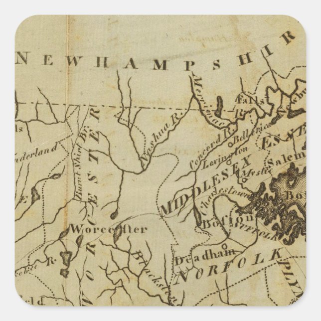 Massachusetts 3 quadratischer aufkleber (Vorderseite)