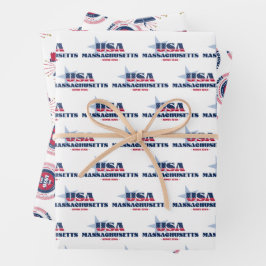 Massachusetts, 50 Staaten, Liberty Bell Geschenkpapier Set