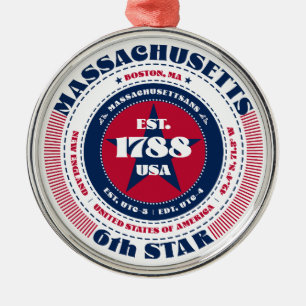 Massachusetts 6. Staat Weihnachtsfeier Ornament Aus Metall