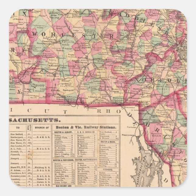 Massachusetts 8 quadratischer aufkleber (Vorderseite)