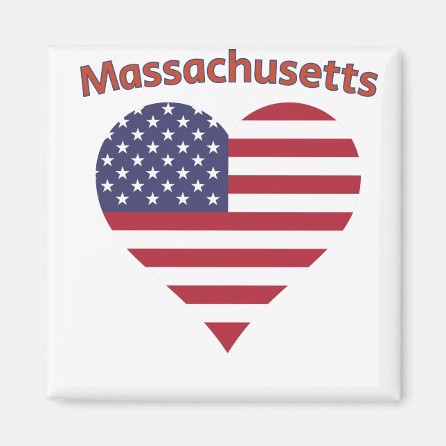 Massachusetts American Flag Heart Magnet (Vorne)