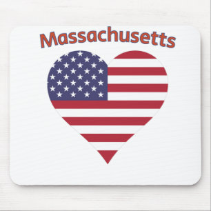 Massachusetts American Flag Heart Mousepad