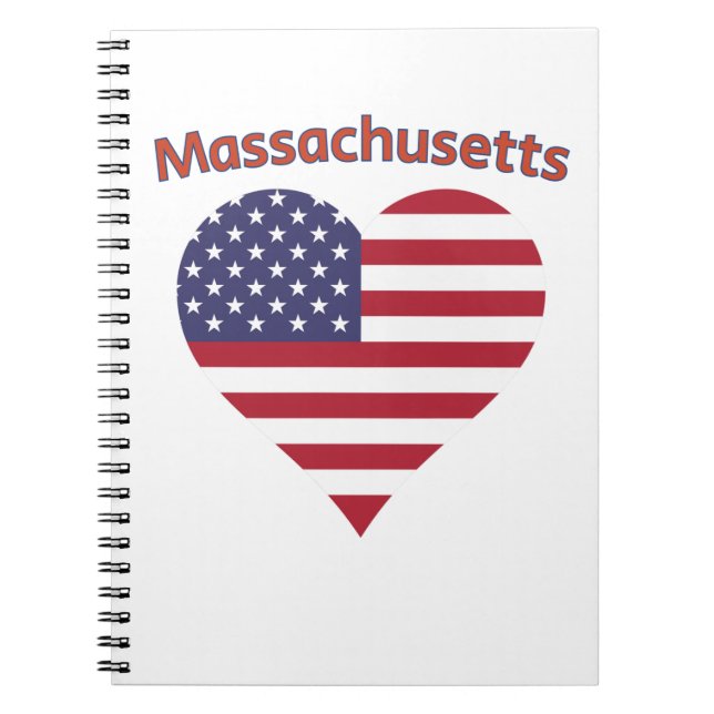Massachusetts American Flag Heart Notizblock (Vorderseite)