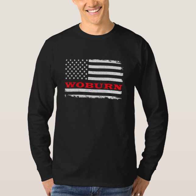 Massachusetts American Flag Woburn Usa Patriotic S T-Shirt (Vorderseite)