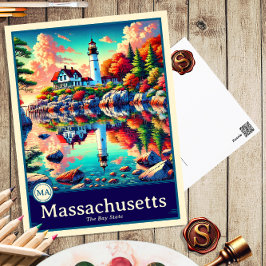 Massachusetts | Anime Style Cel Schattenkarte Postkarte