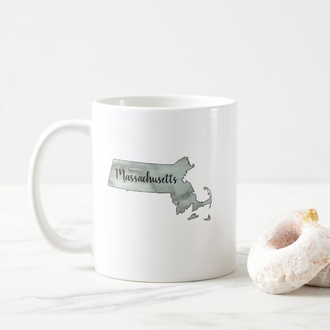 Massachusetts Aquarellmalerei Kaffeetasse (Mit Donut)