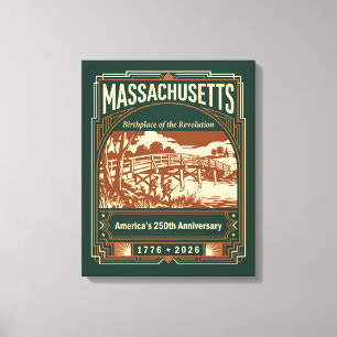 Massachusetts Art Deco Amerika 250. Jahrestag Leinwanddruck