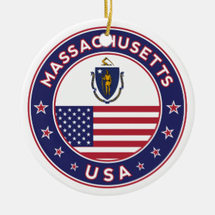 Massachusetts, Aufkleber für Massachusetts, Telefo Keramik Ornament