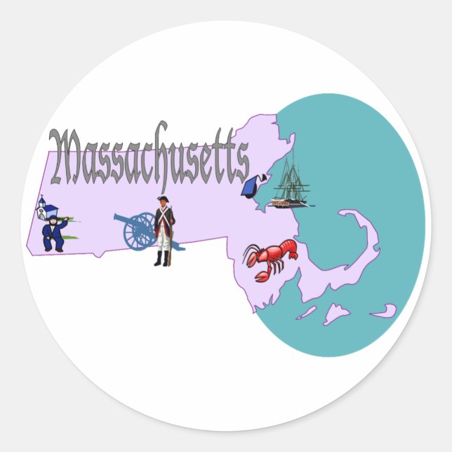 Massachusetts-Aufkleber Runder Aufkleber (Vorderseite)