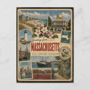 Massachusetts Authentische Vintage-Postkarte Postkarte