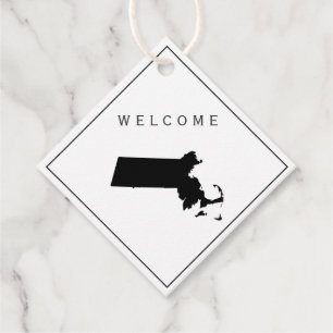 Massachusetts Begrüßungstablett Tag, Hochzeit Geschenkanhänger