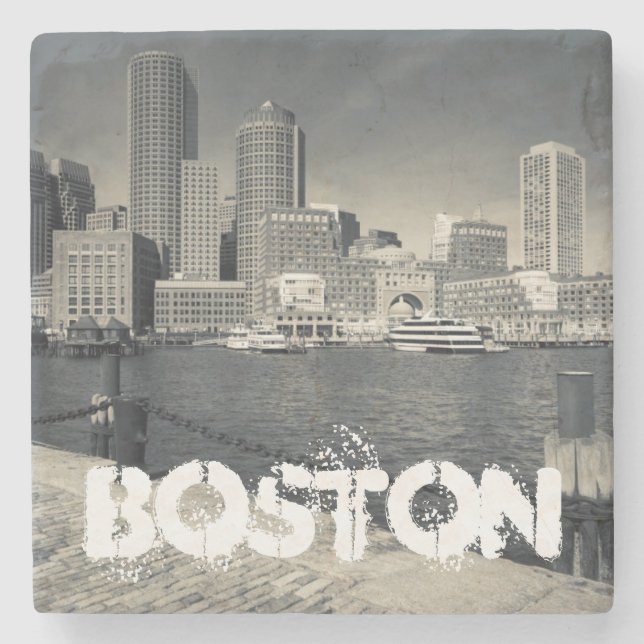 Massachusetts, Boston, Rowe's Wharf Gebäude Steinuntersetzer (Vorderseite)