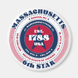Massachusetts Circle Typografy Souvenir Magnet