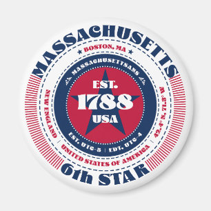 Massachusetts Circle Typografy Souvenir Magnet
