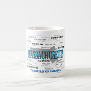 Massachusetts Cities and Towns Staatsstolz Karte Tasse