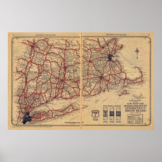 Massachusetts, Connecticut, Insel Rhod Poster (Vorne)