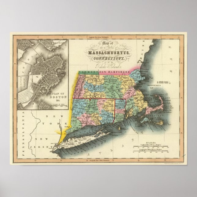 Massachusetts, Connecticut, Rhode Island Poster (Vorne)