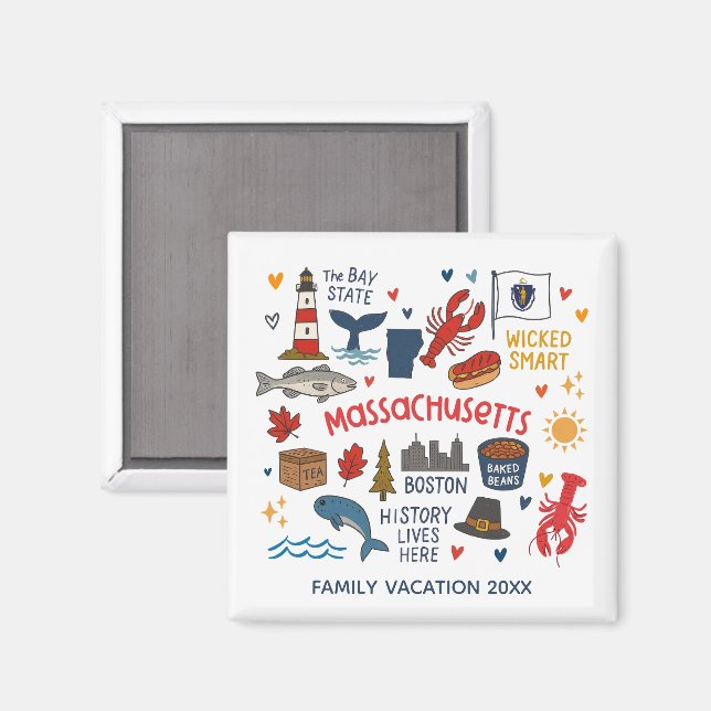 Massachusetts Family Trip Keepsake Custom Magnet (Vorderseite/Rückseite)