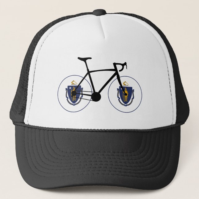 Massachusetts Flag Cycling Truckerkappe (Vorderseite)