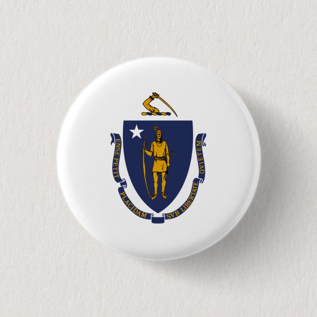 Massachusetts-Flagge, Flagge von Massachusetts Button (Vorderseite)