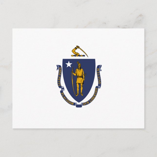 Massachusetts-Flagge, Flagge von Massachusetts Postkarte (Vorderseite)