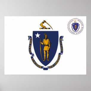 Massachusetts-Flagge Poster